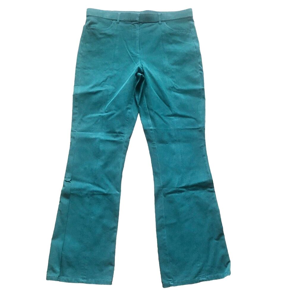 Isaac Mizrahi Live! Women Size 12 Hunter Green Stretch Straight Leg Trouser Pant